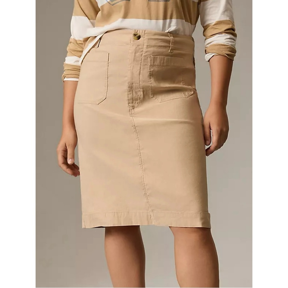 Maeve Anthropologie The Colette Midi Skirt Khaki Tan Size Large